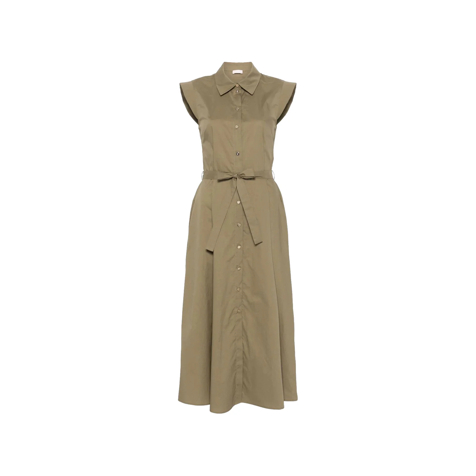 Abito lungo Donna chemisier in popeline Verde oliva