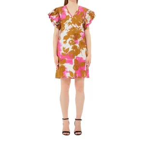 Abito corto da donna in popeline stampa floreale