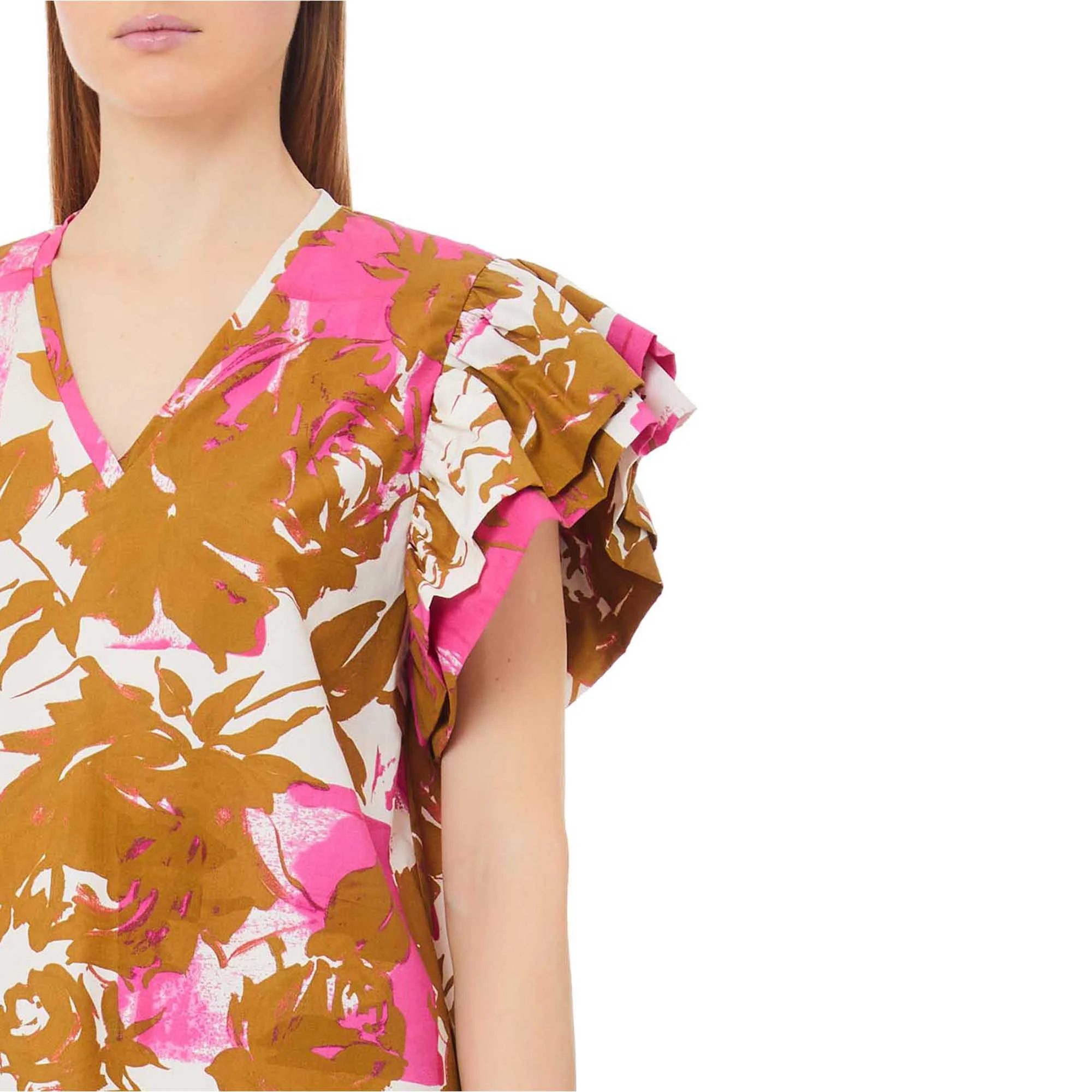 Abito corto da donna in popeline stampa floreale - immagine 4