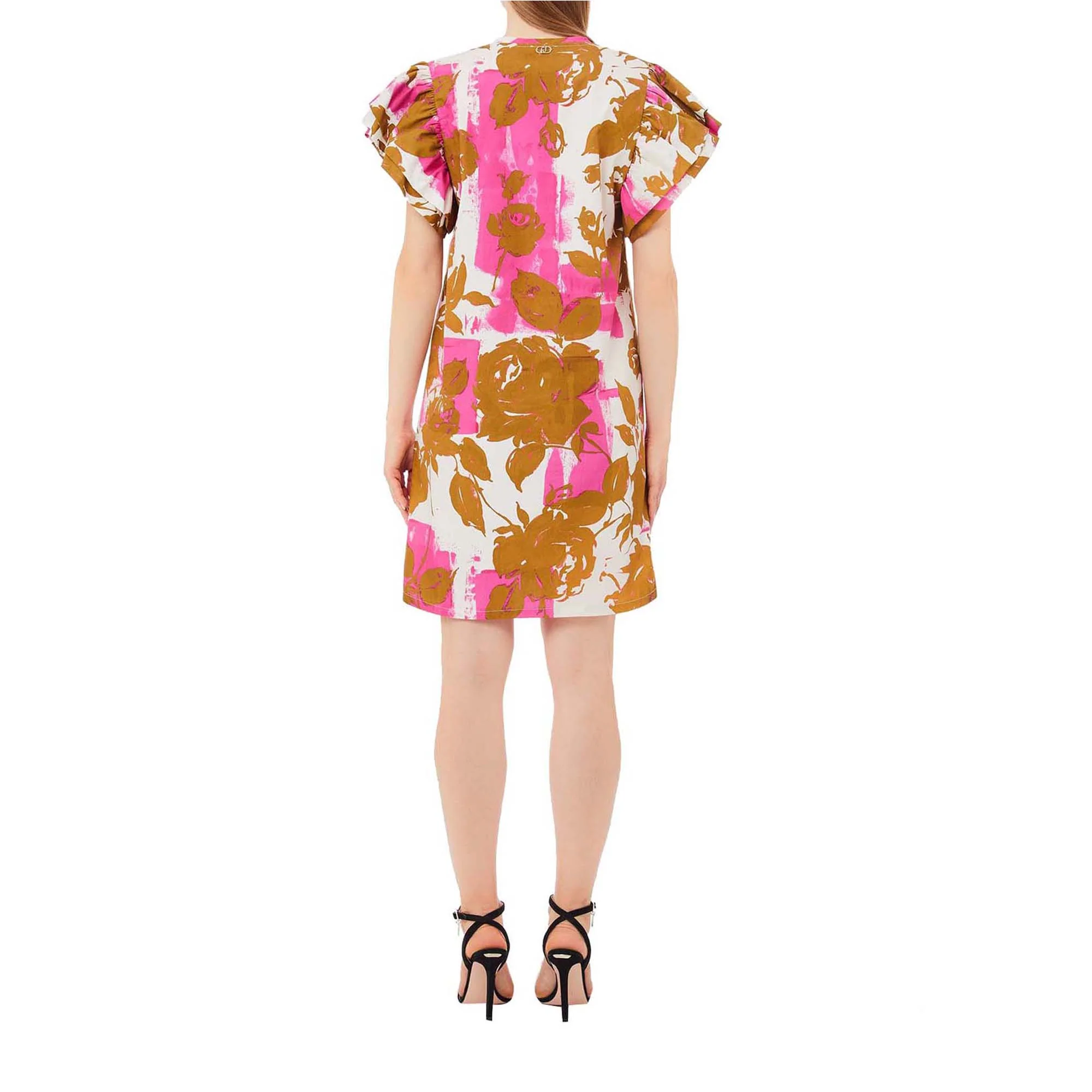 Abito corto da donna in popeline stampa floreale - immagine 3