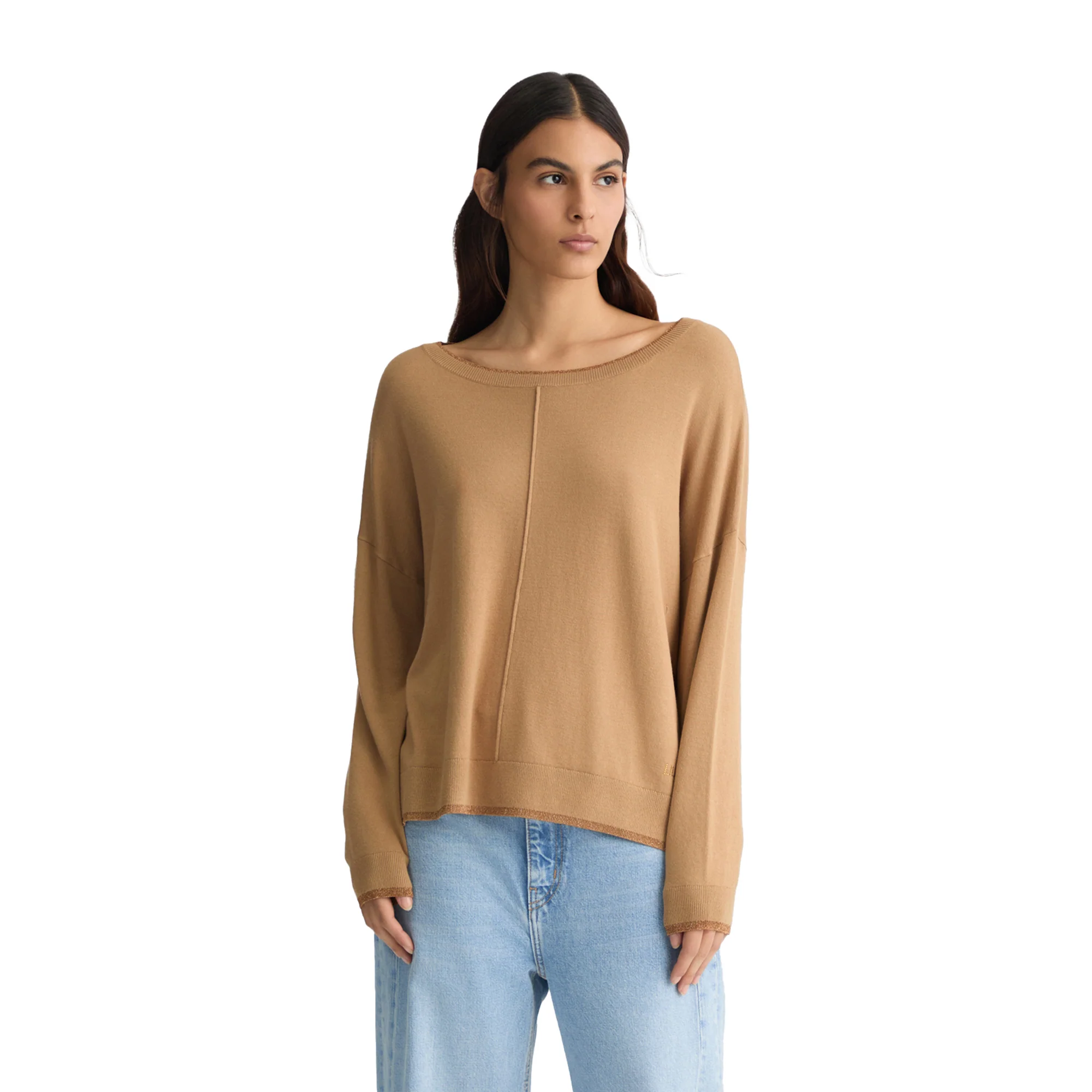 Maglia Donna Beige con interventi in lurex - immagine 3