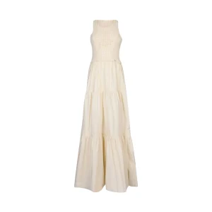 Abito lungo Donna in cotone beige