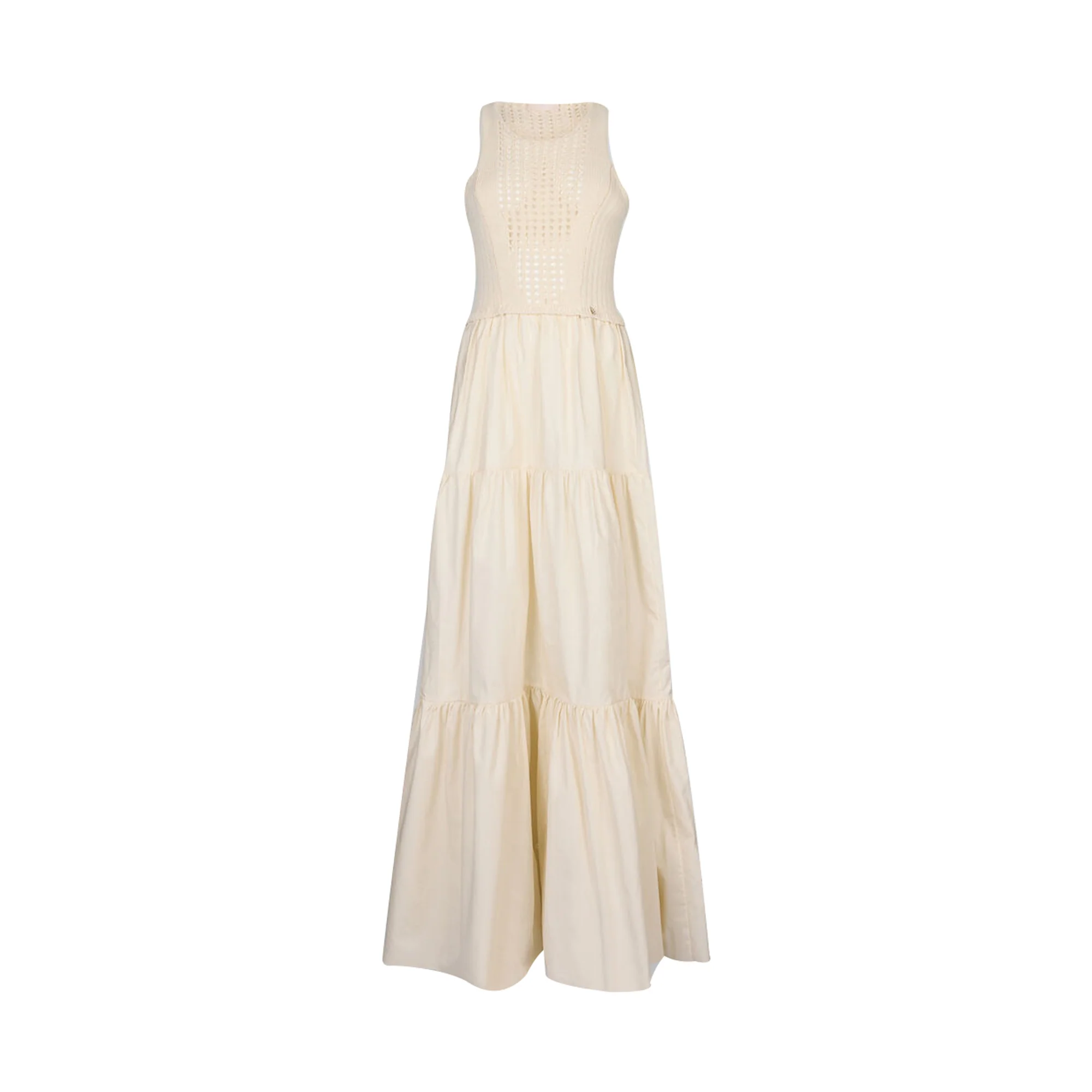 Abito lungo Donna in cotone beige - immagine 2