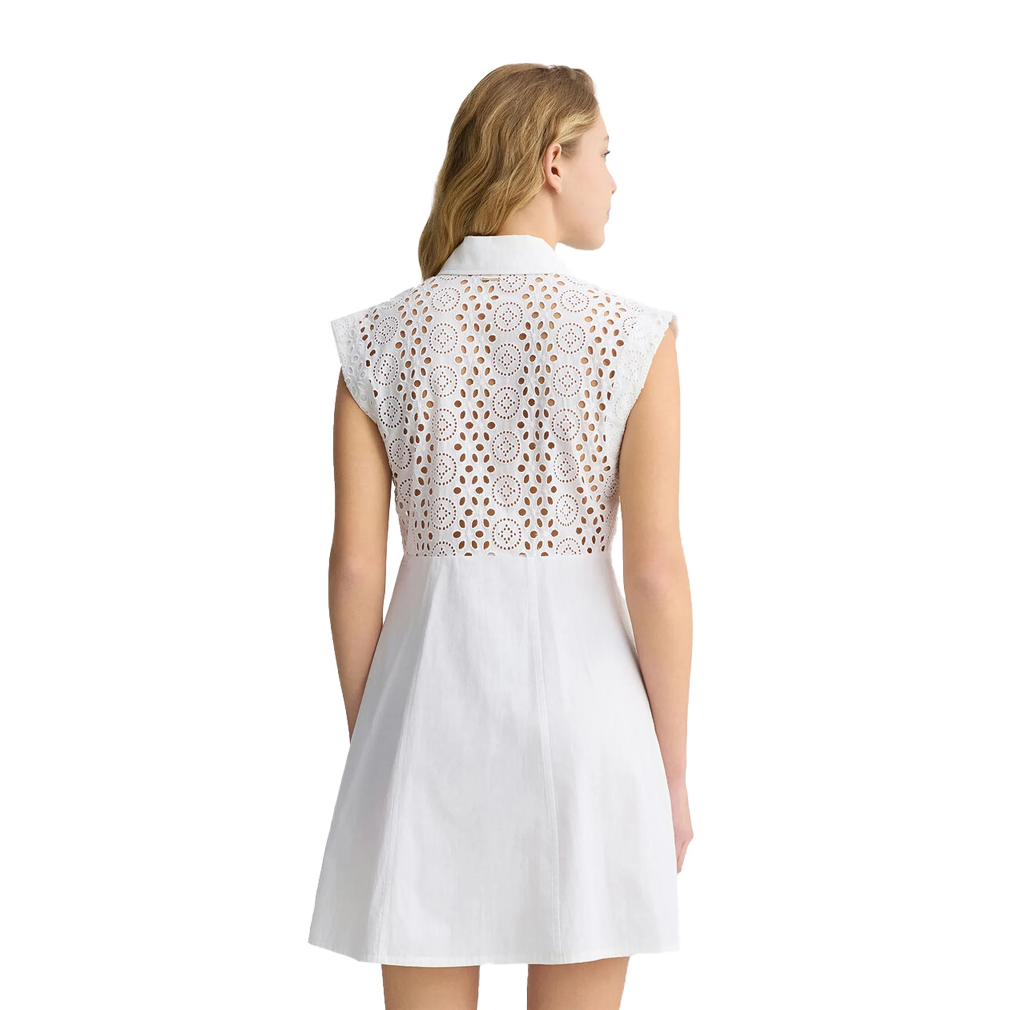 Abito corto chemisier da Donna con ricami Bianco - immagine 3