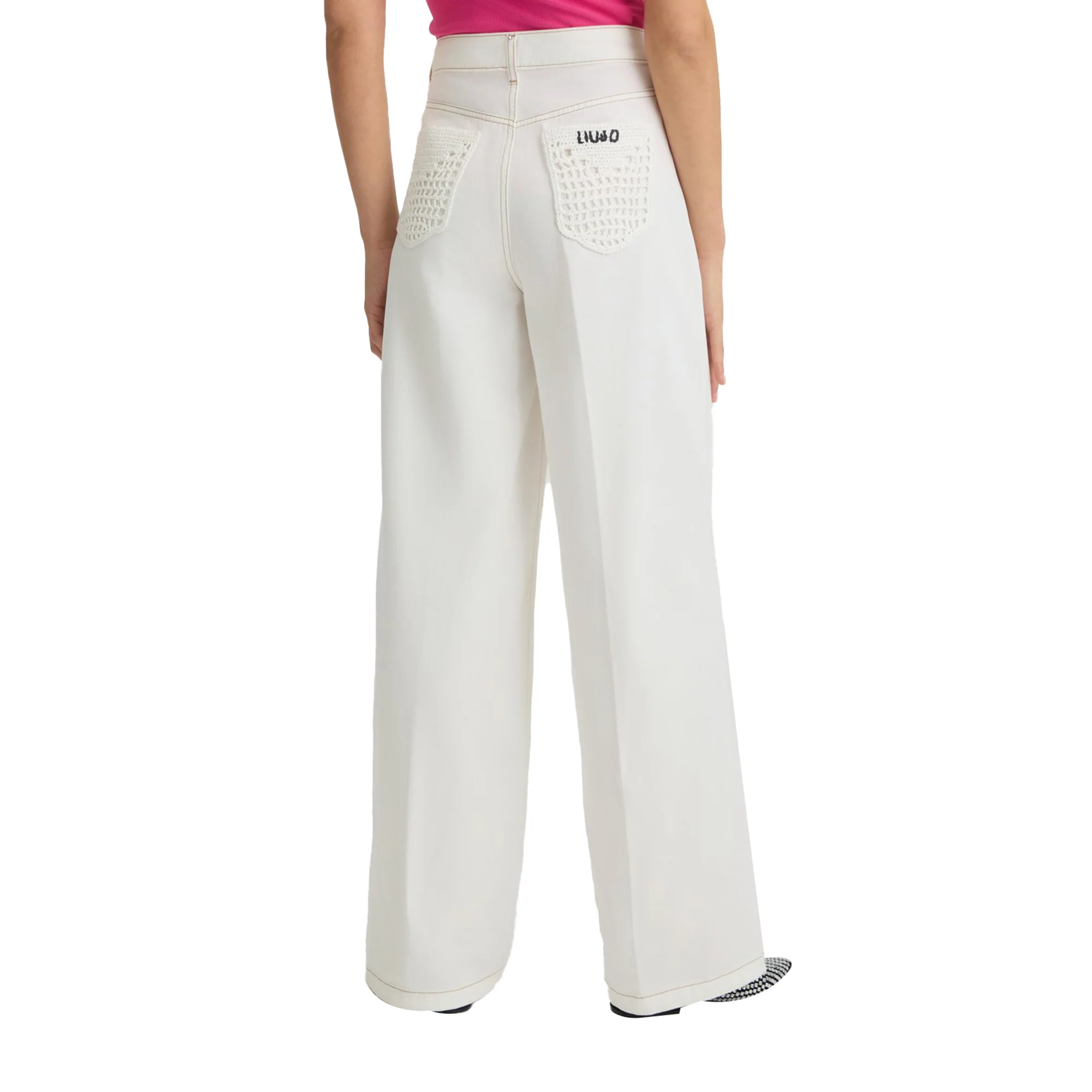 Jeans Flare Donna con dettagli crochet Bianco - immagine 4