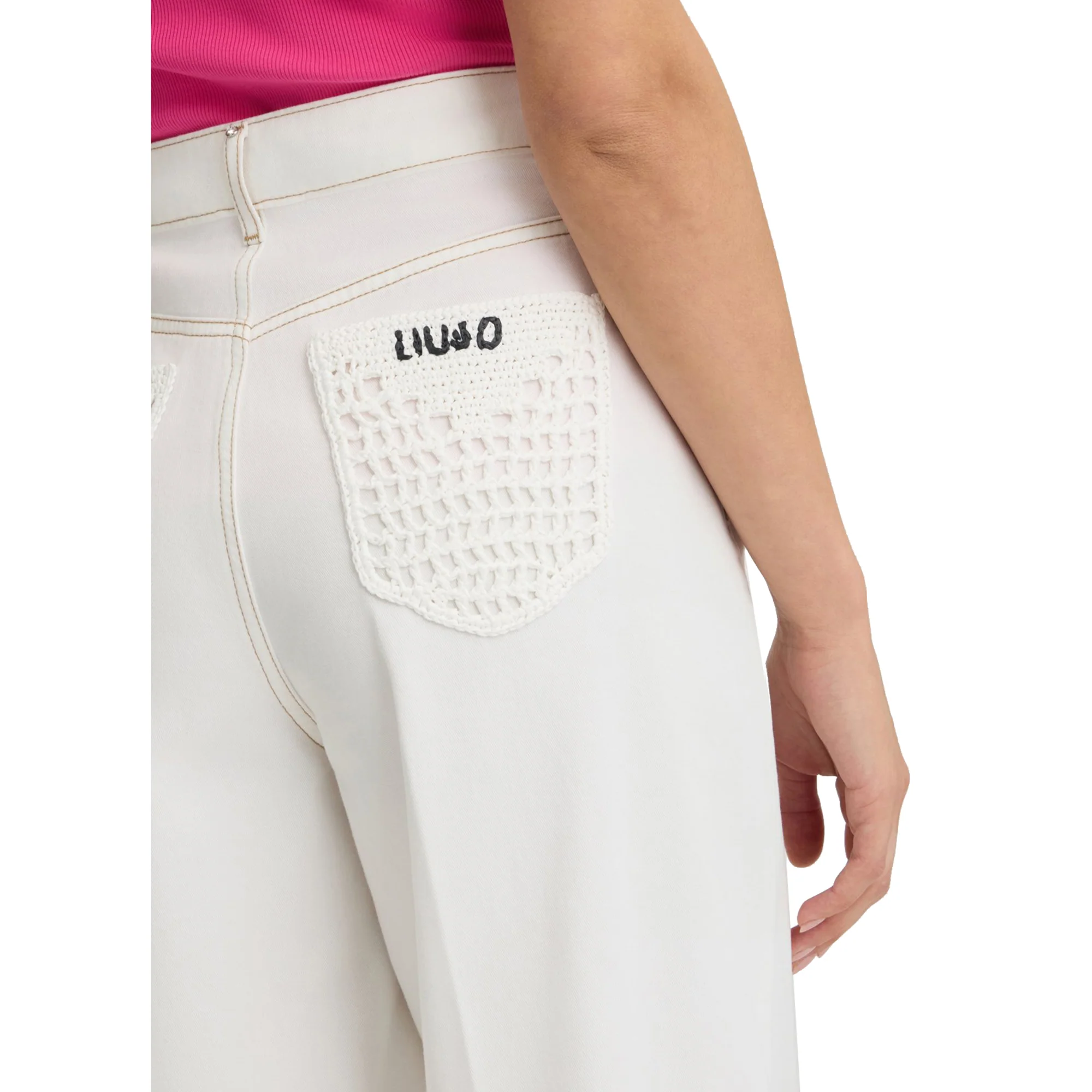 Jeans Flare Donna con dettagli crochet Bianco - immagine 5