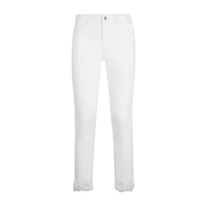 Pantaloni Donna Skinny con ricami Bianco