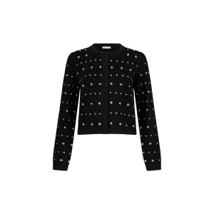 Cardigan Donna nero con borchie