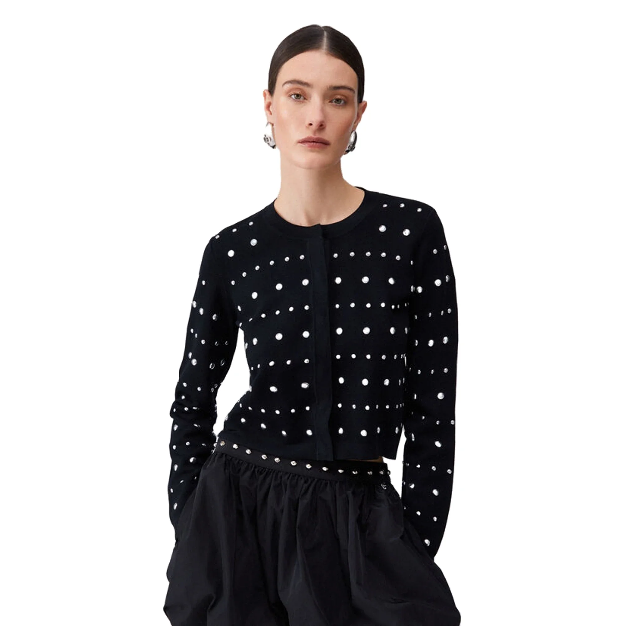 Cardigan Donna nero con borchie - immagine 3