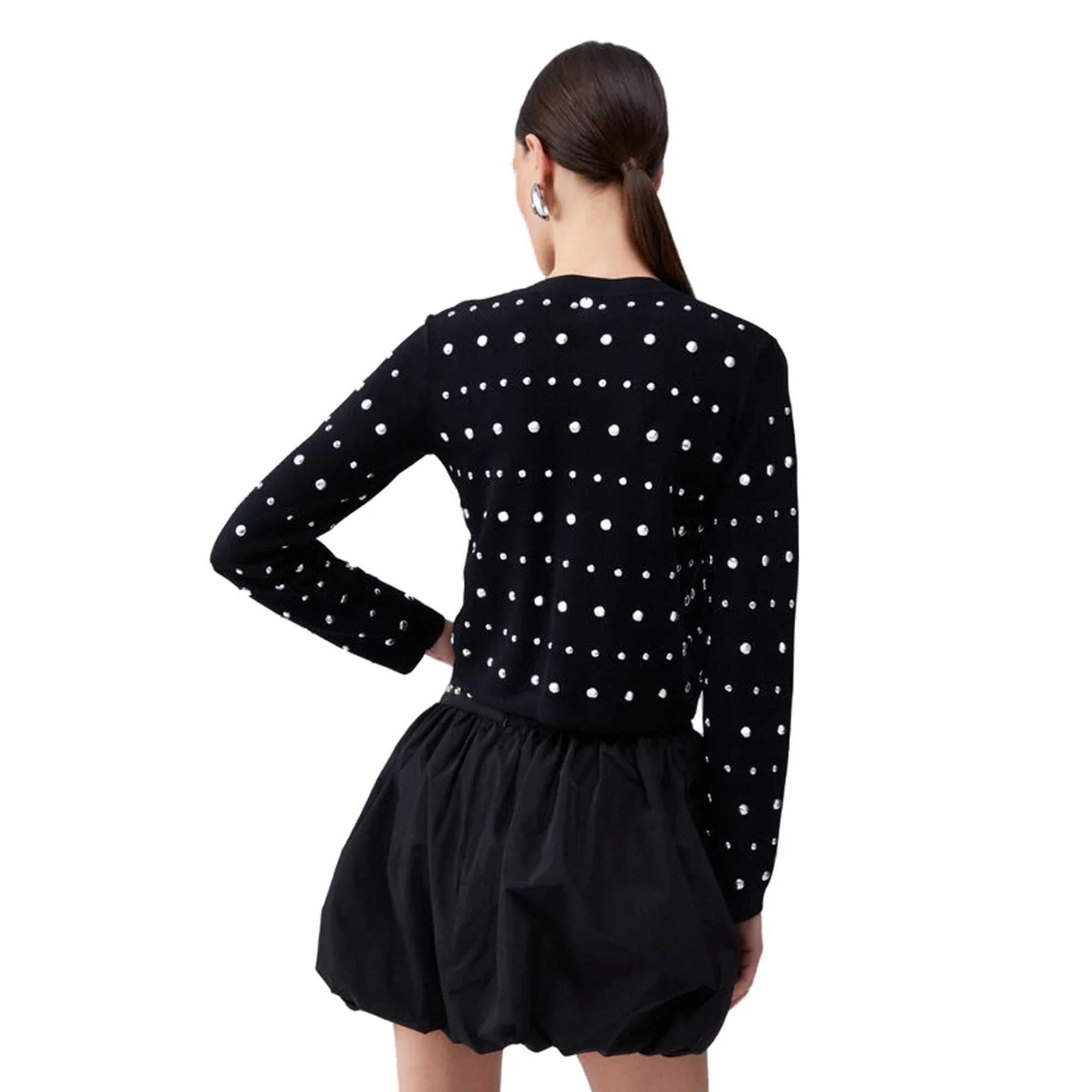 Cardigan Donna nero con borchie - immagine 4
