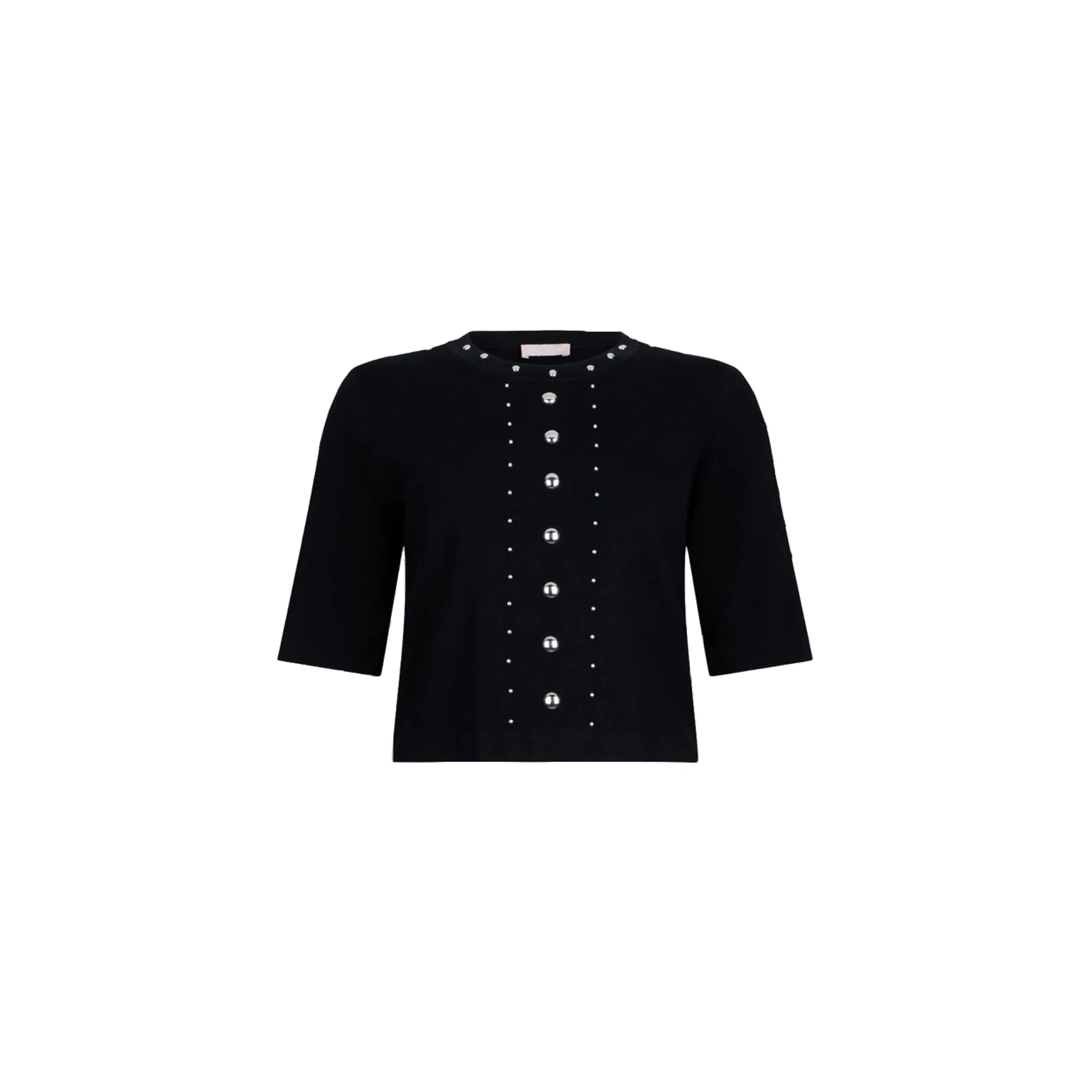 Maglia Donna a manica corta con borchie Nero