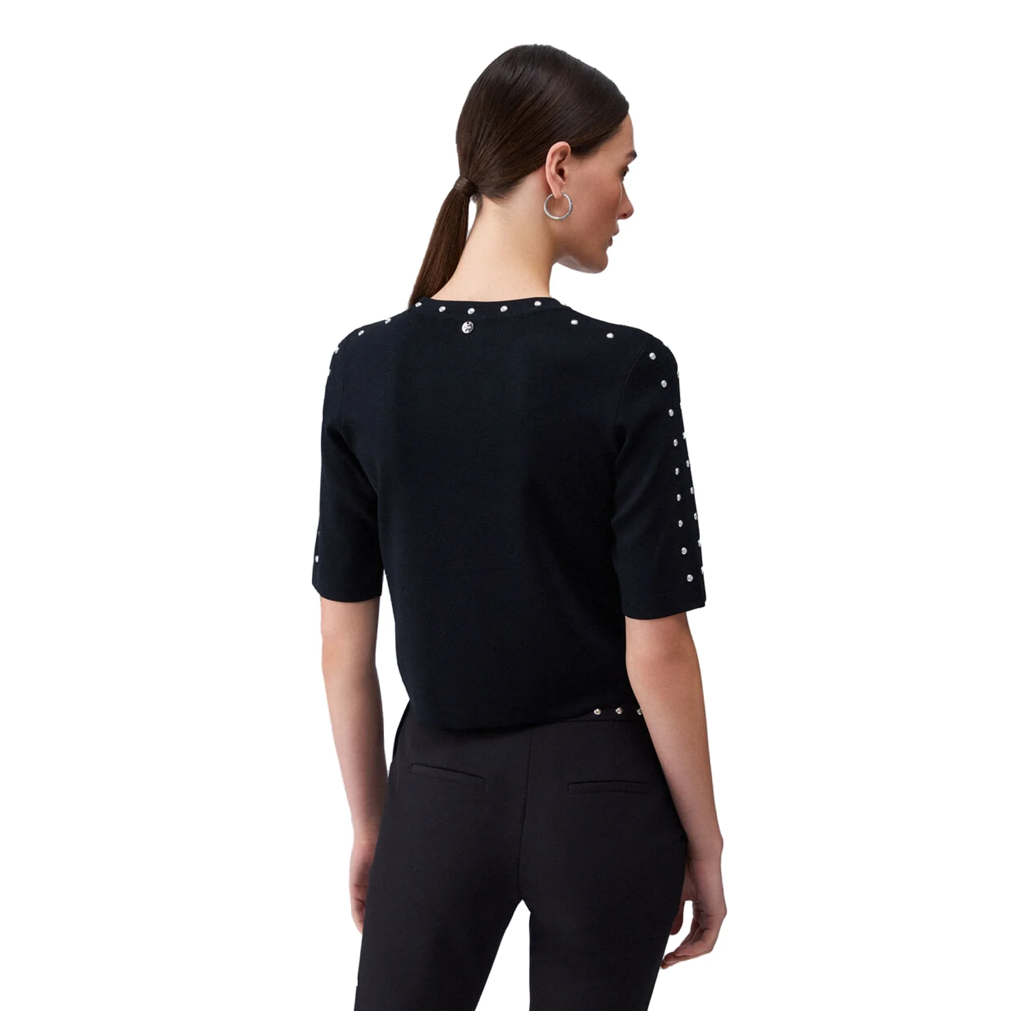 Maglia Donna a manica corta con borchie Nero - immagine 4