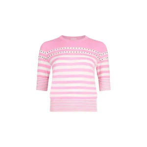Maglia a righe Donna con gioielli Rosa