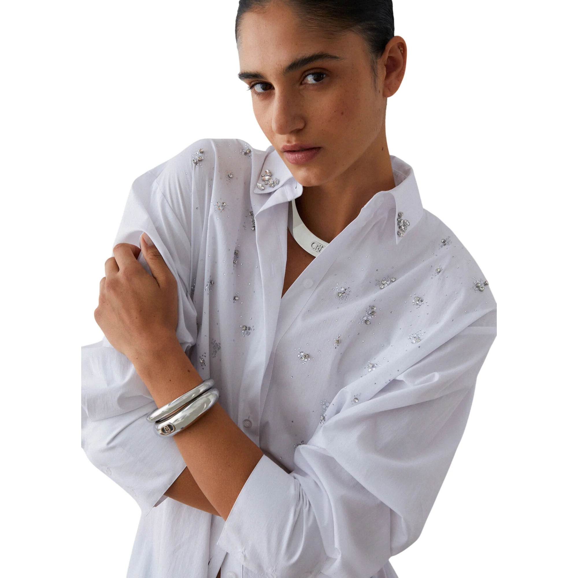 Abito bianco impreziosito con ricami gioiello - immagine 7