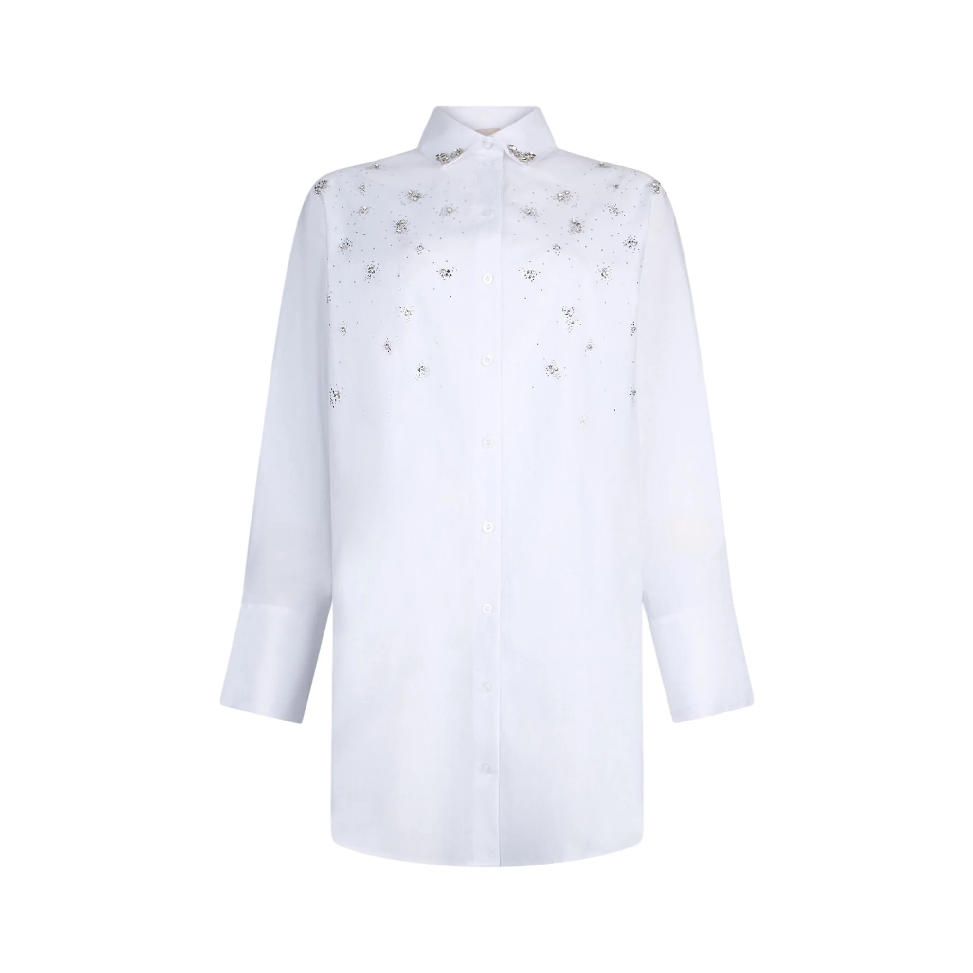 Abito bianco impreziosito con ricami gioiello