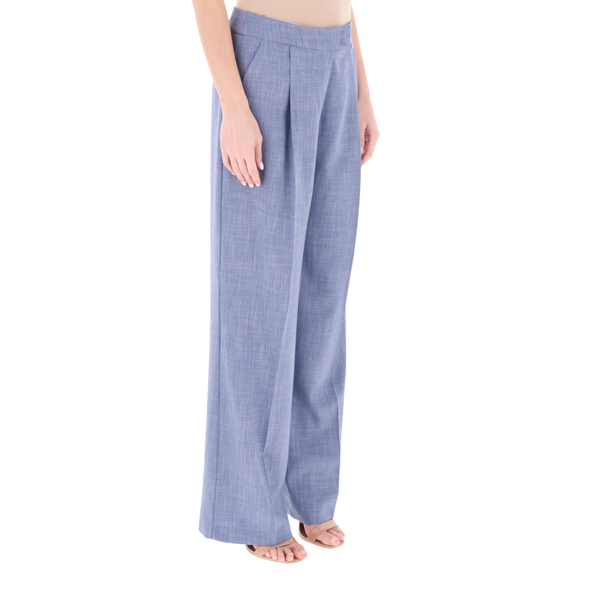 Pantaloni lunghi azzurri con pieghe - immagine 3