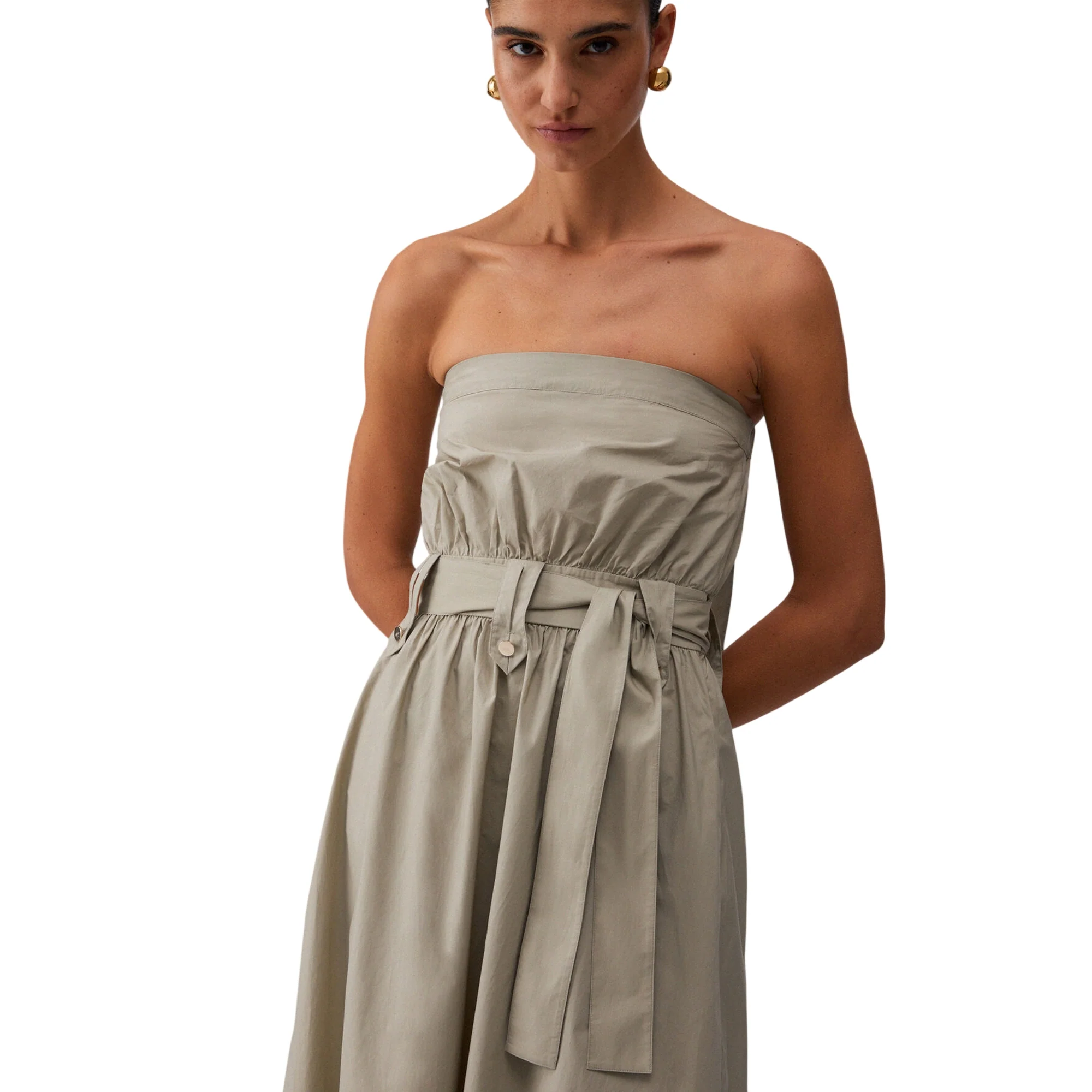 Abito lungo 100% cotone con cintura - immagine 5