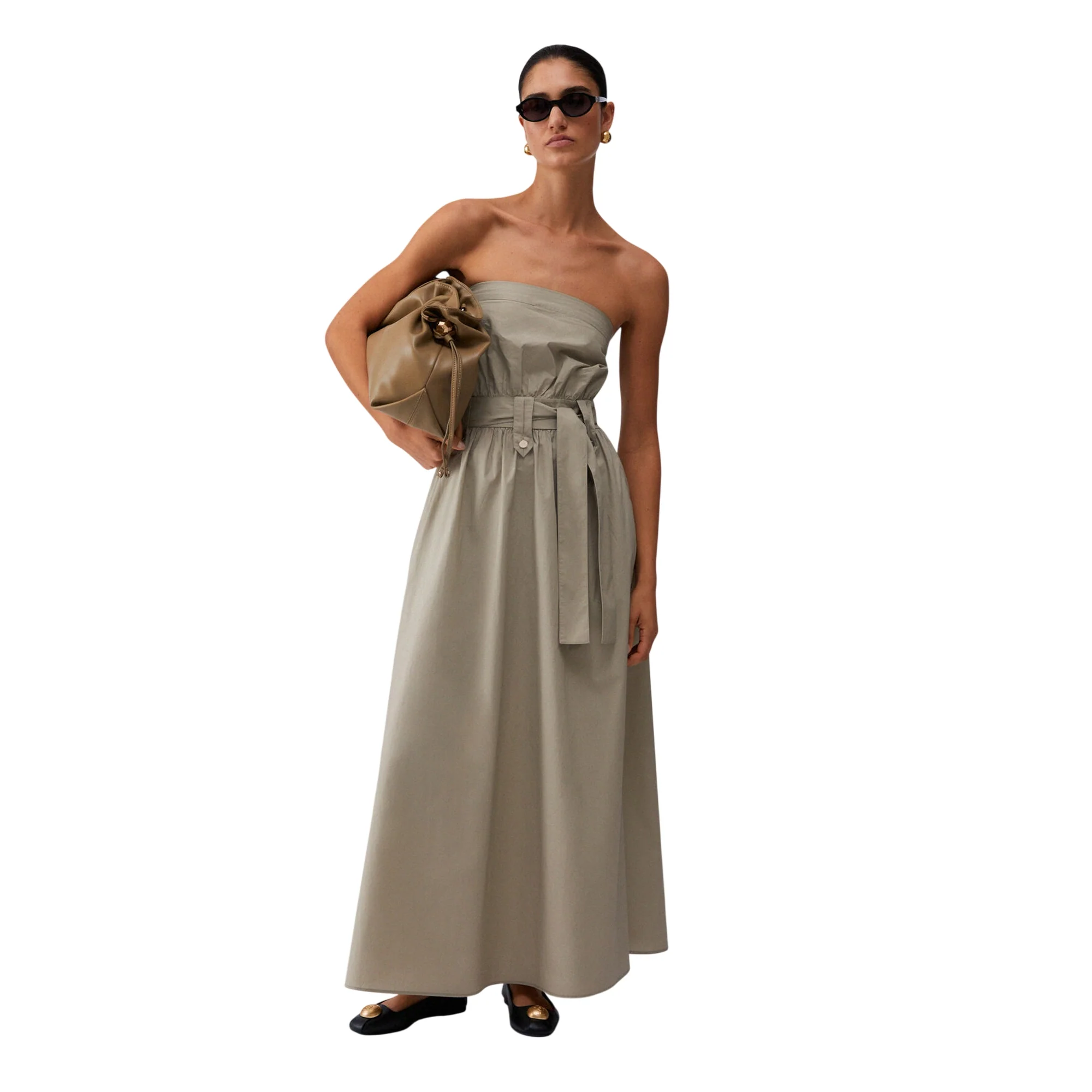 Abito lungo 100% cotone con cintura - immagine 8