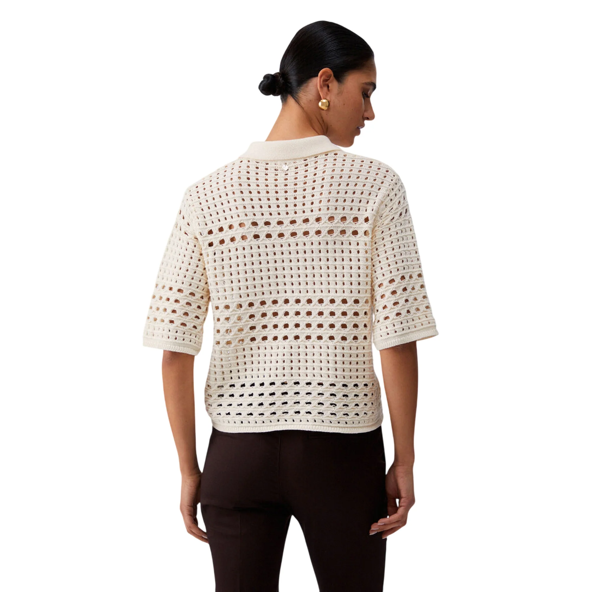 Maglia crochet panna 100% cotone - immagine 4