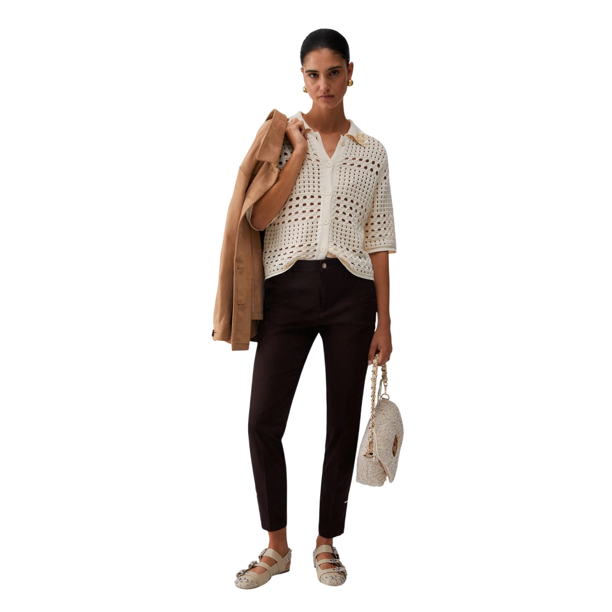 Maglia crochet panna 100% cotone - immagine 8