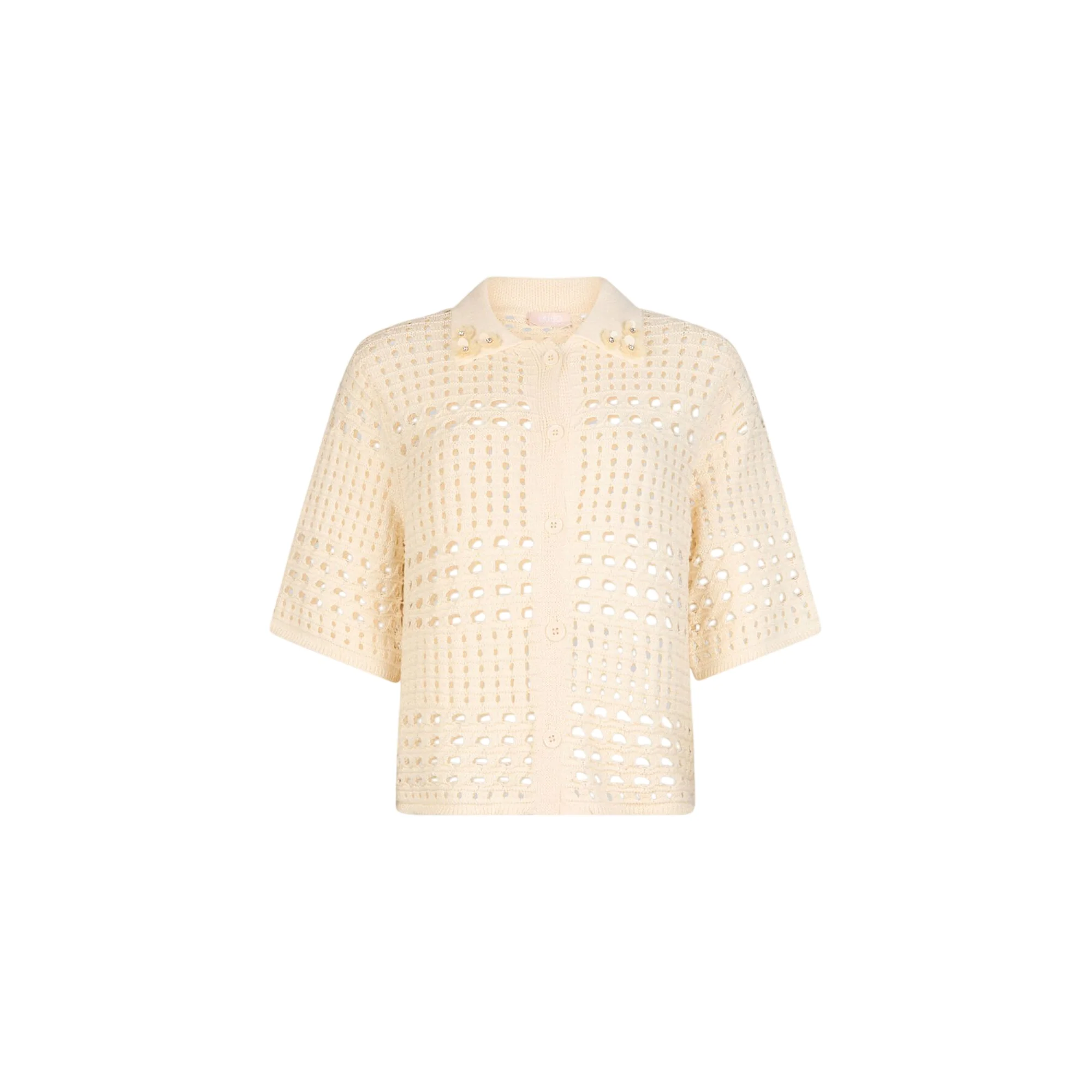 Maglia crochet panna 100% cotone - immagine 2