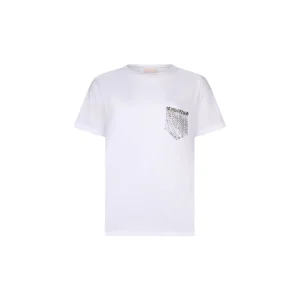 T-shirt Donna bianca con tasca gioiello