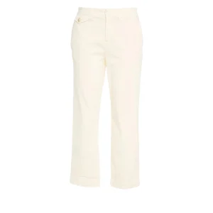 Pantalone chino in raso stretch panna