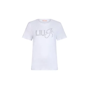 T-shirt Donna con logo con strass e perline
