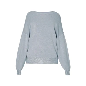 Maglia girocollo Donna con strass Grigio