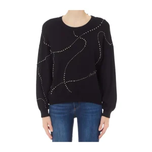 Maglia Donna con perline applicate Nero