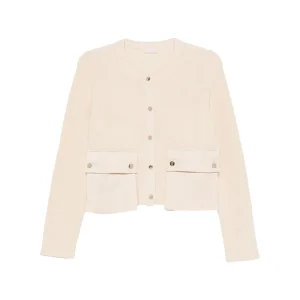 Cardigan Donna in maglia con tasche Panna