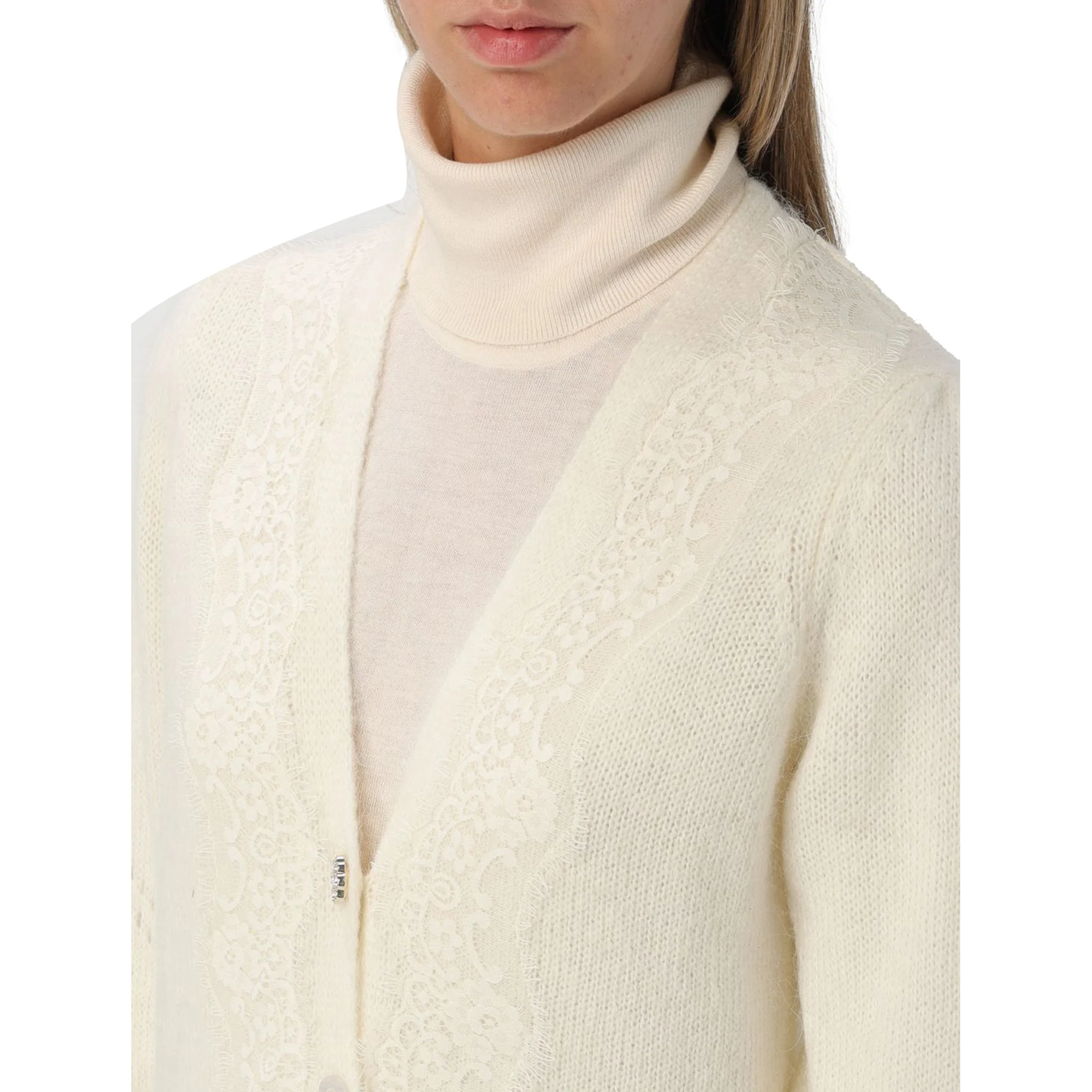 Cardigan Donna con pizzo e bottoni Bianco - immagine 4