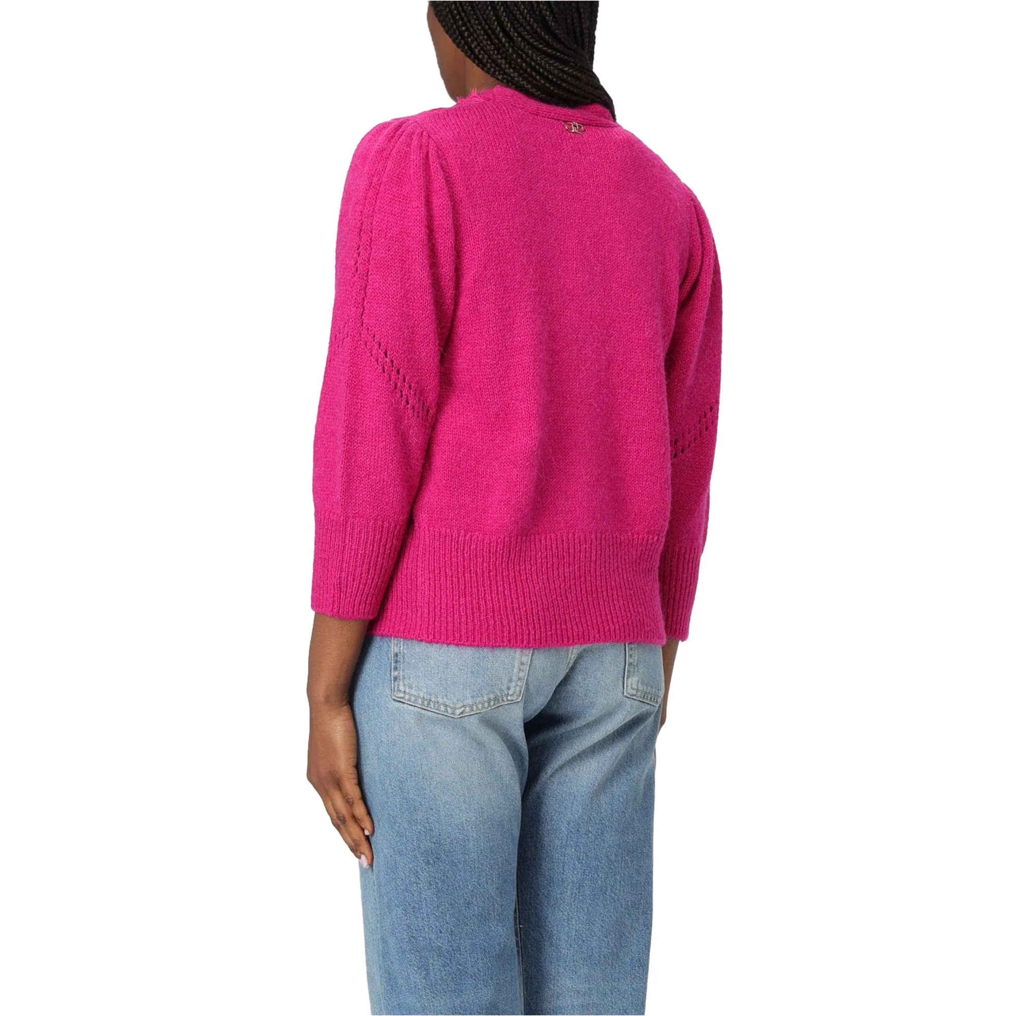 Cardigan Donna con pizzo e bottoni Fucsia - immagine 4
