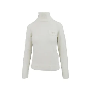 Dolcevita Donna misto lana con logo Bianco