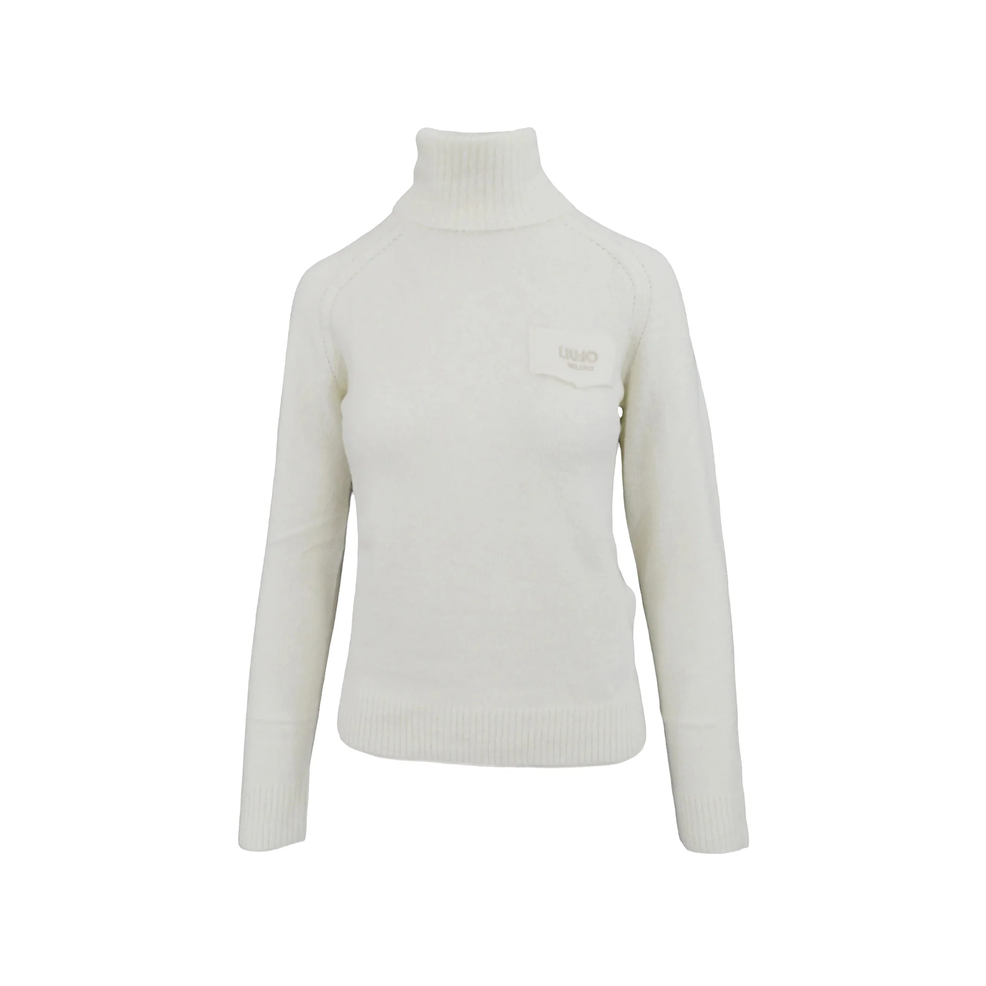 Dolcevita Donna misto lana con logo Bianco