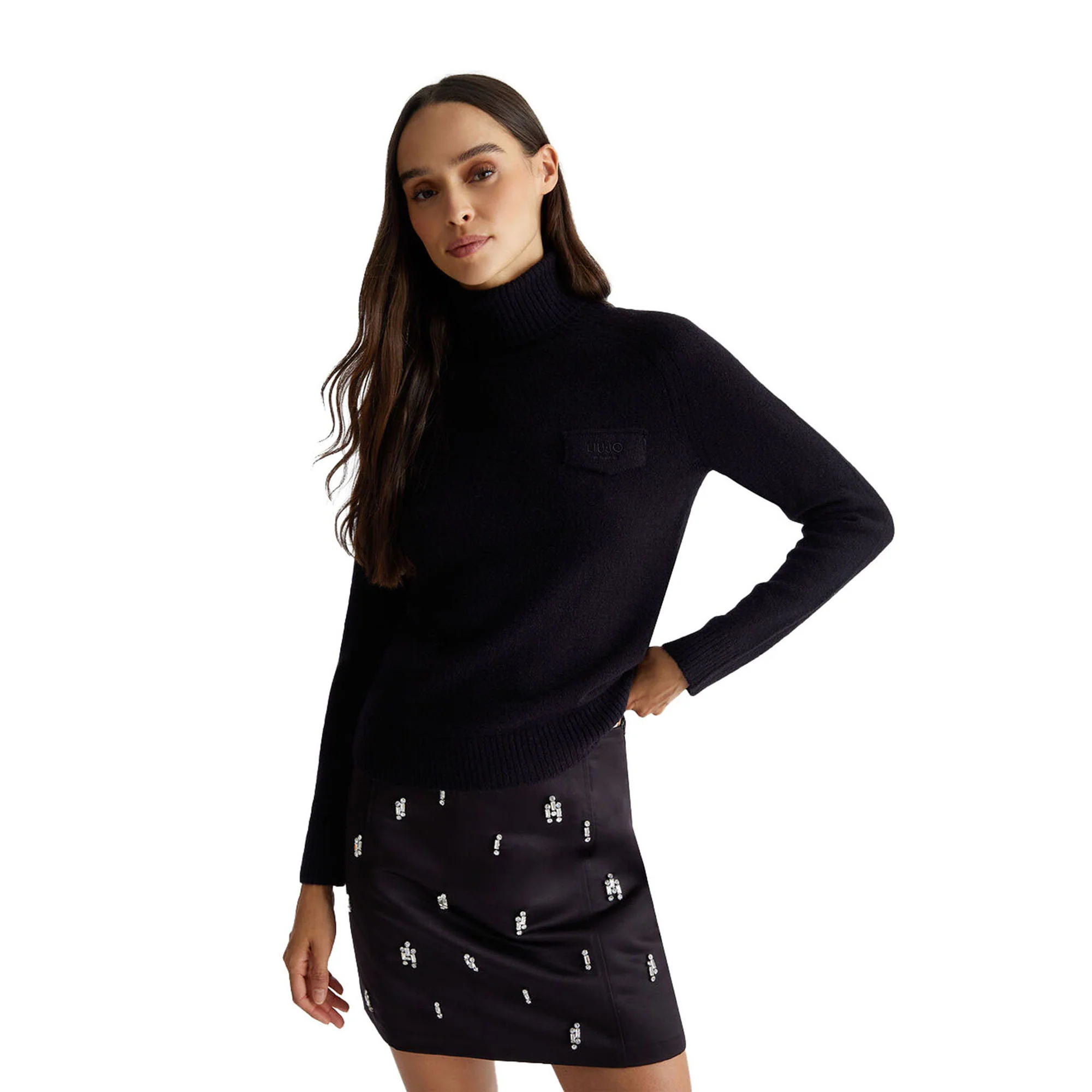 Dolcevita Donna misto lana con logo Nero - immagine 3