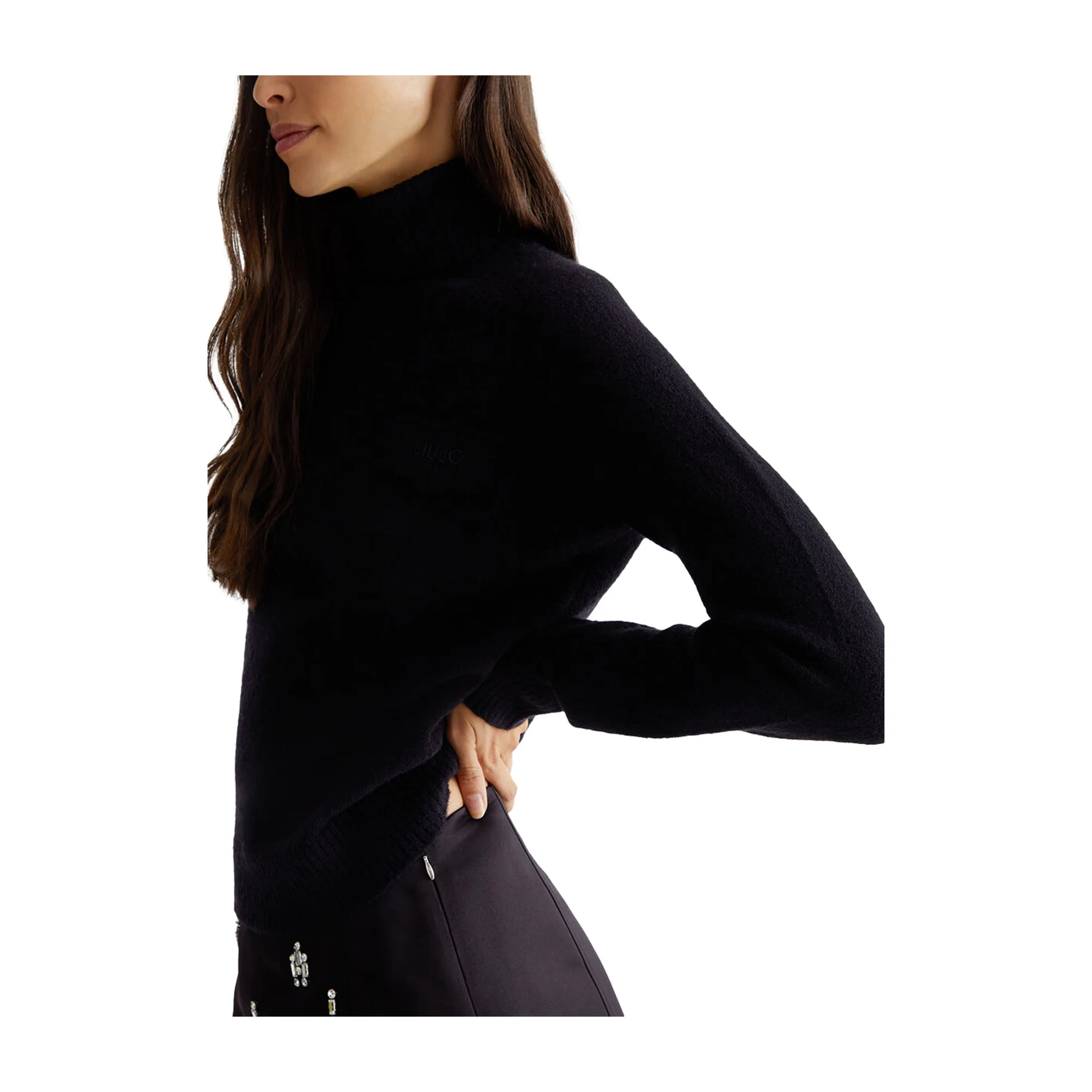 Dolcevita Donna misto lana con logo Nero - immagine 6