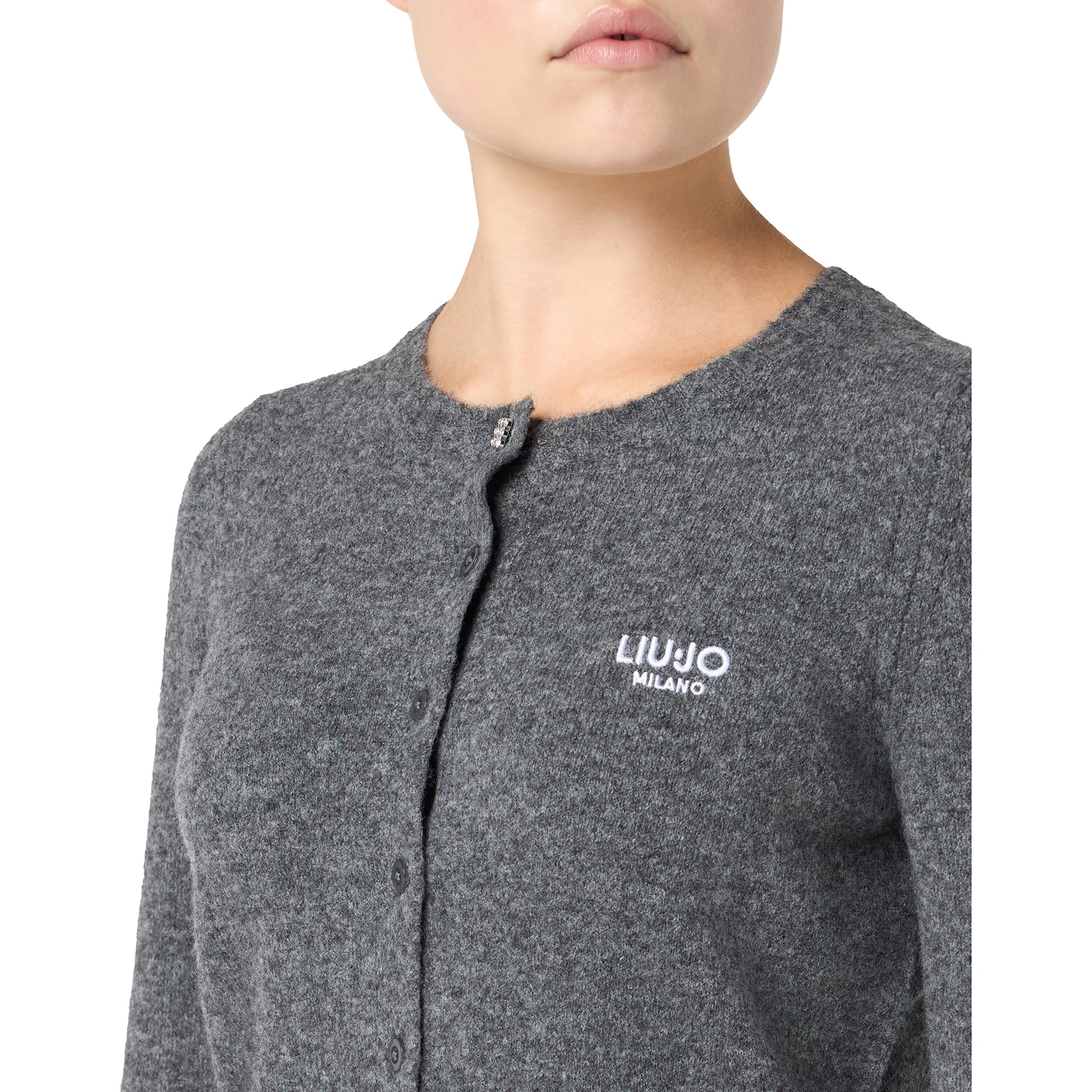 Cardigan Donna girocollo in lana e alpaca Grigio - immagine 4