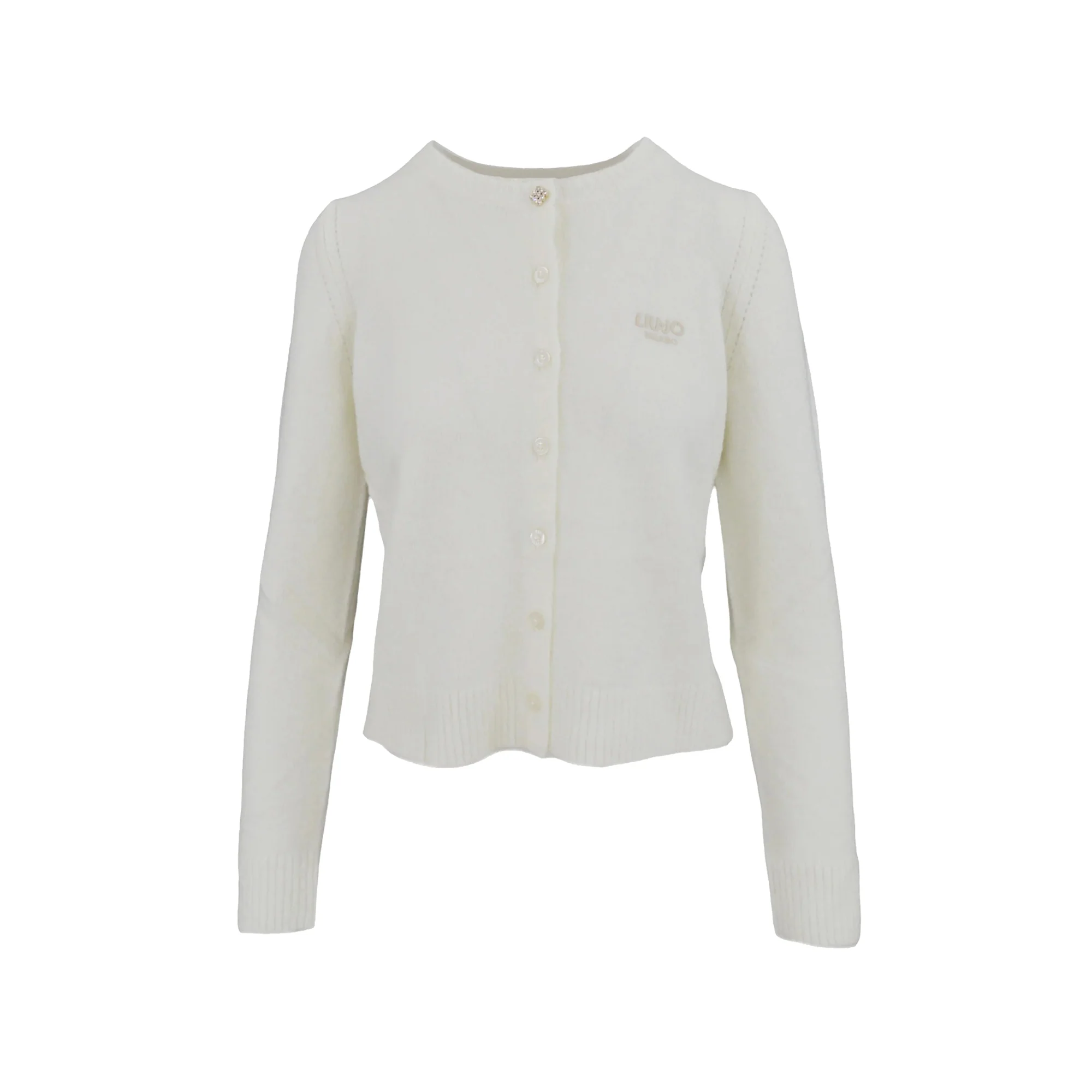 Cardigan Donna girocollo in lana e alpaca Bianco - immagine 2