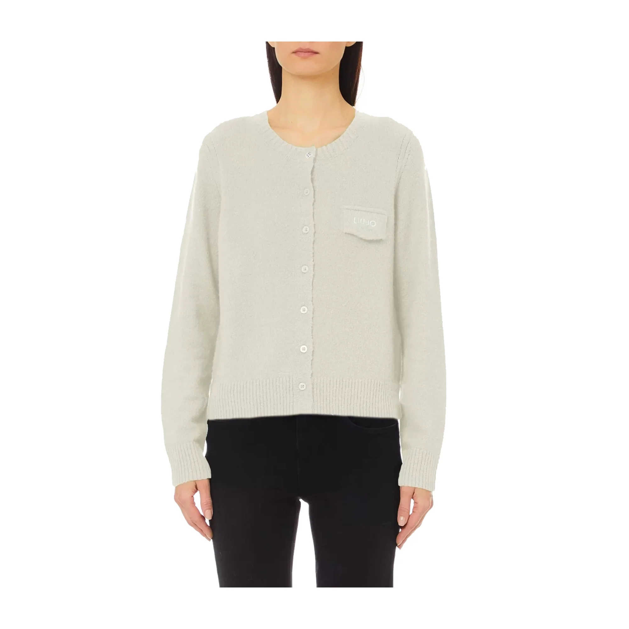 Cardigan Donna girocollo in lana e alpaca Bianco - immagine 4