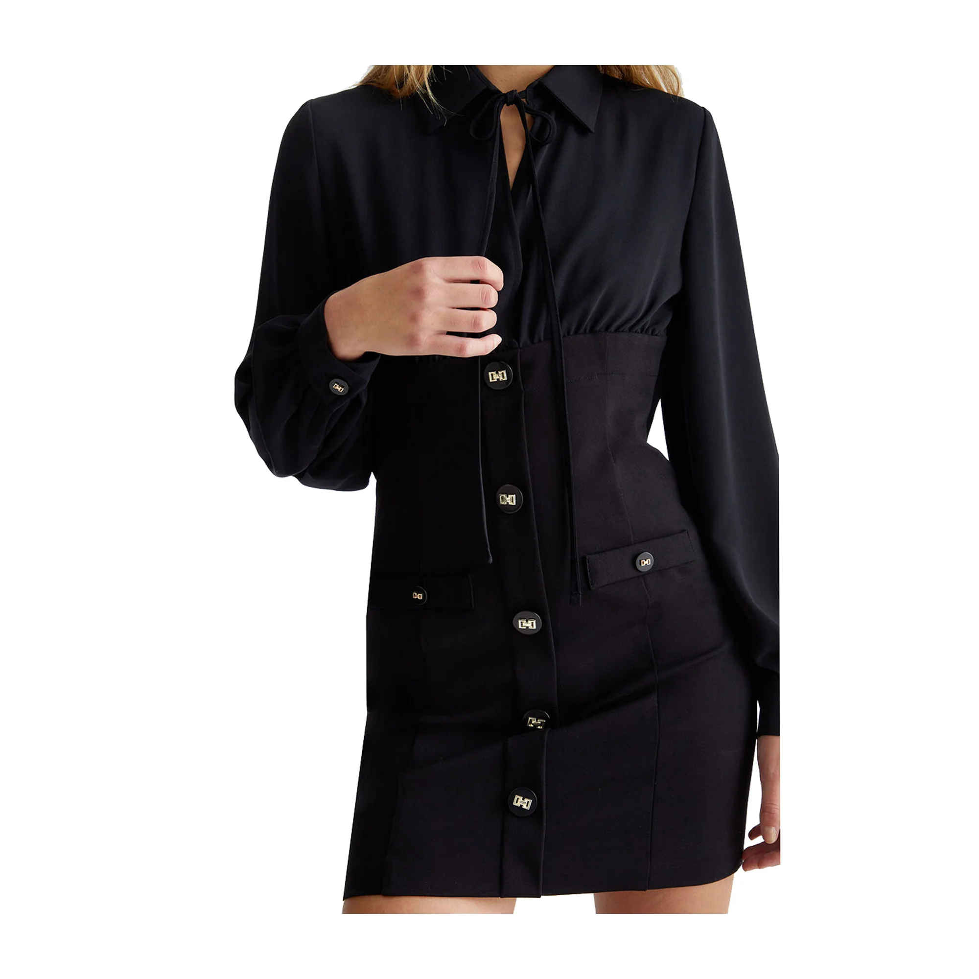 Abito Donna Chemisier Stretch Nero - immagine 6