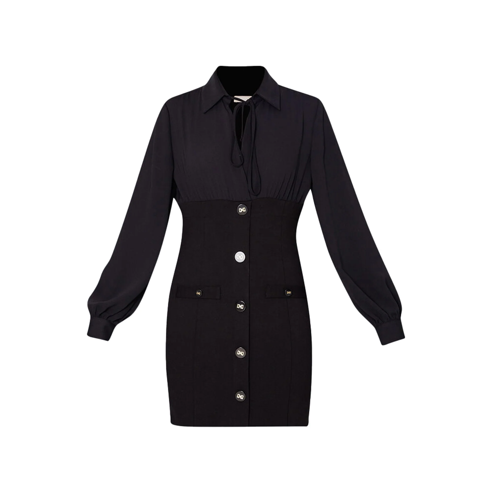 Abito Donna Chemisier Stretch Nero - immagine 2