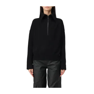 Maglia Donna in Lana con zip Nero