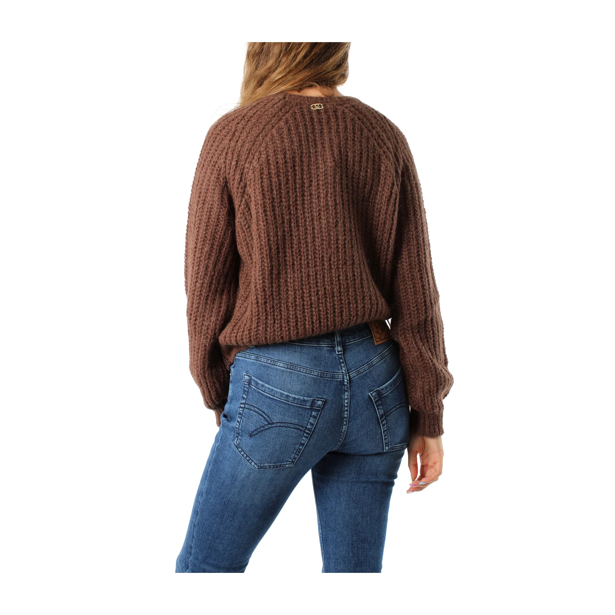 Maglia Donna a coste marrone - immagine 4