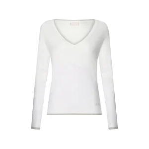 Maglia Bianca da Donna con scollo a V