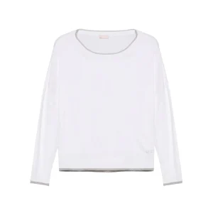 Maglia Bianca in lurex con scollo a barca