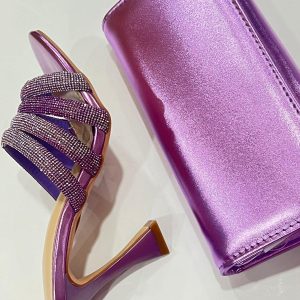 Sandalo Kharisma Donna Senza Cinturino Strass Viola Nero 7606