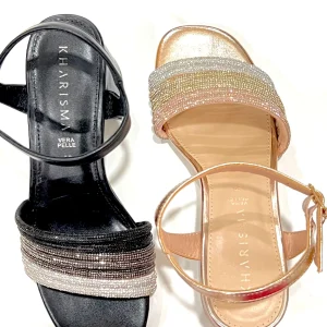 Sandalo Kharisma Donna Strass Oro-Nero 7499