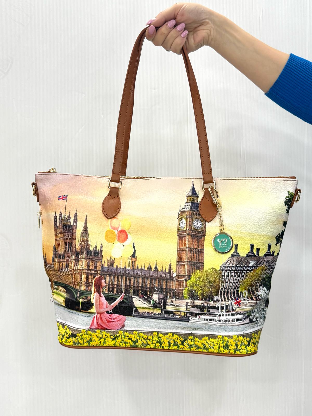 Ynot? Borsa Shopping Yes Bag Stampa Città - immagine 7