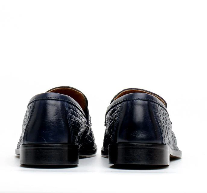 Mocassini marechiaro uomo 7768 pelle vitello intreccio blu pe25 - immagine 5